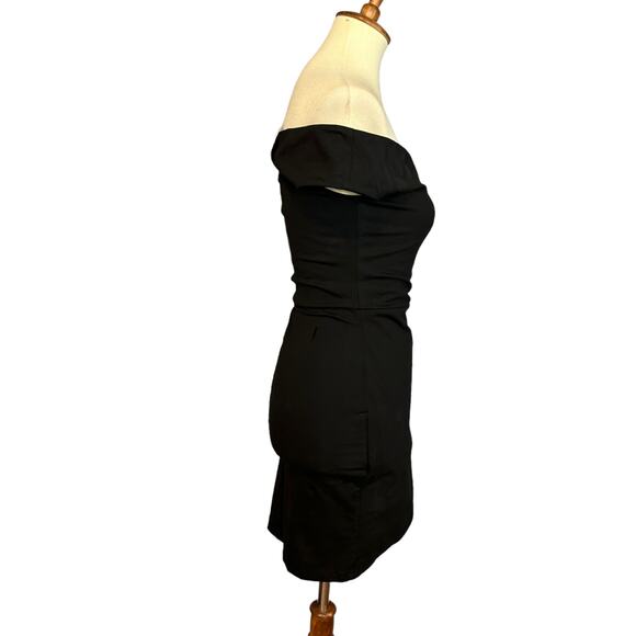Superdown Asymmetrical Mini Dress Black SMALL Bodycon Off Shoulder Revolve $72 - Picture 6 of 9